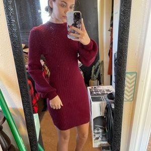 Burgundy mock neck sweater dress